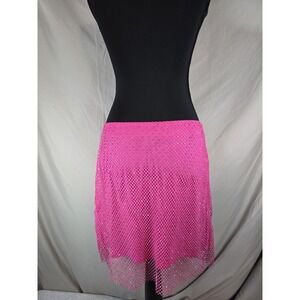 Sincerely Jules Skirt Womens L Large Cerise Mesh Overlay Rhinestone Lined Mini